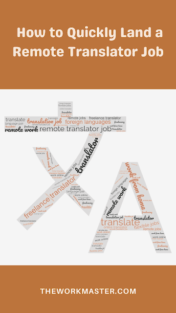 an image with translations of different languages explaining how to quickly land a remote translator job
