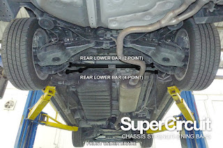 Toyota Alphard 2.5 (ANH30) Rear Under Carriage with SUPERCIRCUIT chassis bars installed.