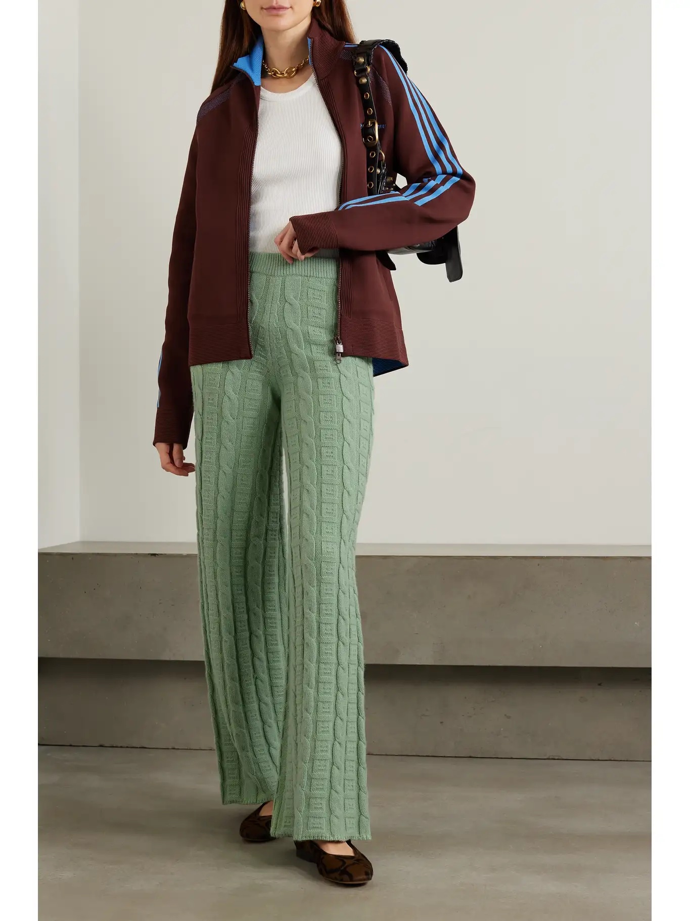 ACNE STUDIOS Cable-knit wool-blend flared pants
