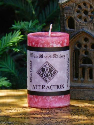 Attraction Ritual Spell Candle Lucky Spirit Brand By White Magick Alchemy 2X3 Pillar