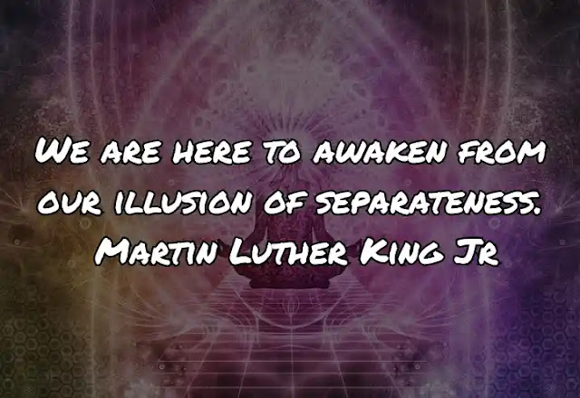 We are here to awaken from our illusion of separateness. Martin Luther King Jr