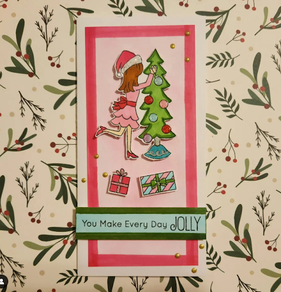 You make everyday Jolly by Tarjeta features Christmas Trimmings by Newton's Nook Designs; #inkypaws, #Newtonsnook, #holidaycards, #christmascards, #cardmaking