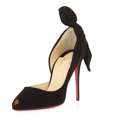 Christian Louboutin black high heeled d'orsay pump with bow at the back