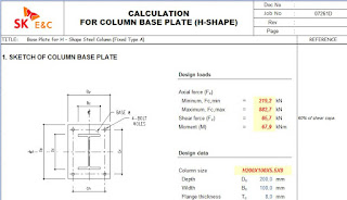 CALCULATION FOR COLUMN BASE PLATE (H-SHAPE) Base plate schedule (H-plate)