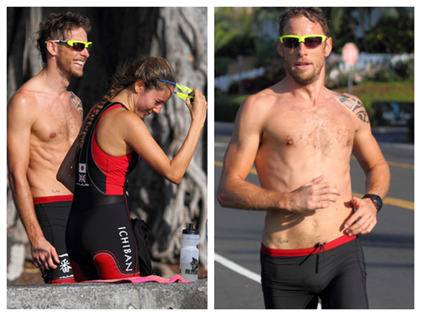 Jenson Button and Girlfriend Jessica Michibata Wearing Browline Glasses 