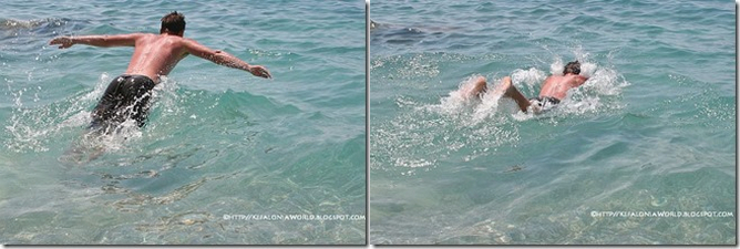 swimming in Kefalonia clear blue waters