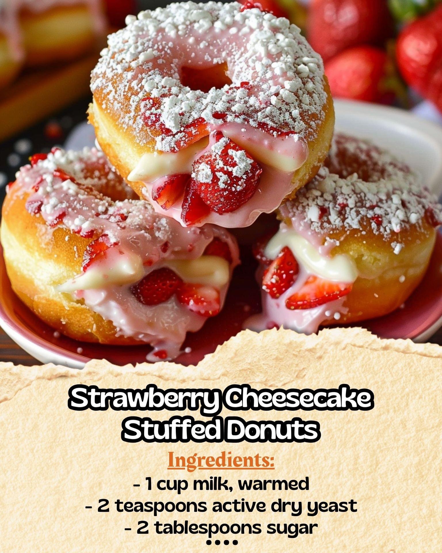 Strawberry Cheesecake Stuffed Donuts