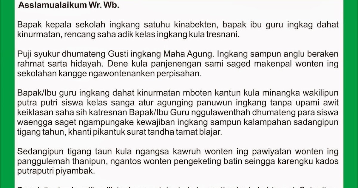 Contoh Teks Pidato Bahasa Jawa Perpisahan SMP