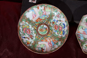  Antique Qing Dynasty Chinese Porcelain Rose Medallion Saucers Tongzhi - Guangxu period