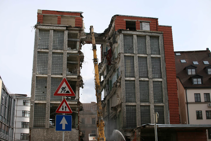 Demolition of Soviet building