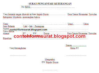 Contoh Surat Pengantar RT RW Kelurahan Desa