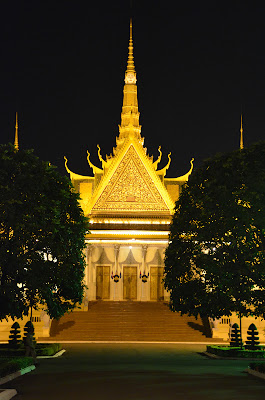 Death of King Norodom Sihanouk, Throne Hall alight, Royal Palace, Phnom Penh, Cambodia