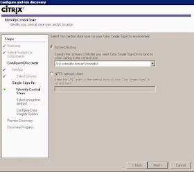 Citrix Single Sign on Central store configuration