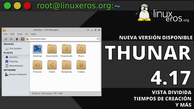 Thunar File Manager de Xfce, con vista dividida y más