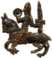 Badge Knight on horseback Tin-lead alloy.