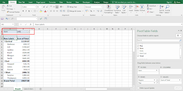 filter options pivot table