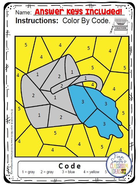 Color By Number For Math Remediation Numbers 1 to 5 Jack and Jill Up the Hill