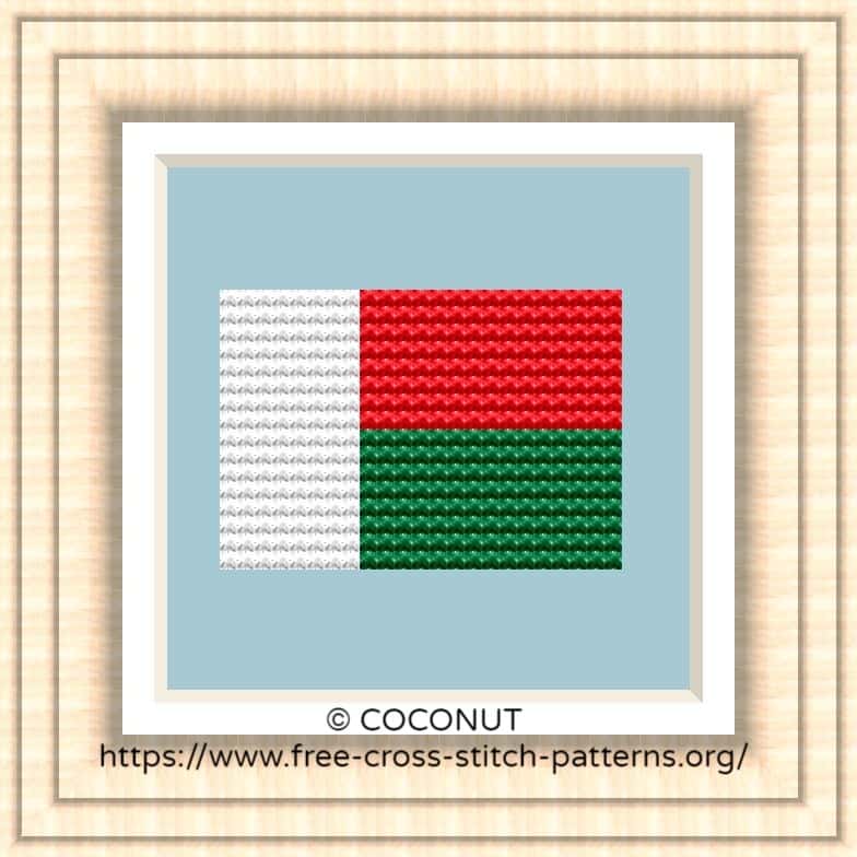 NATIONAL FLAG OF MADAGASCAR CROSS STITCH CHART