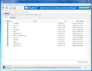 Viewing and Scanning Activities Using IP network Advanced IP Scanner