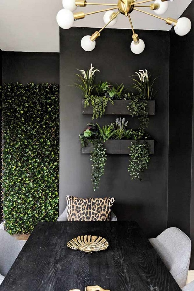 Wall vertical planter indoors