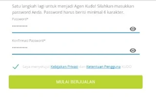 Pembuatan Kata Sandi Untuk Akun Pulsa KUDO