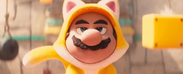 Mario com roupa de gatinho no The Super Mario Bros. Movie