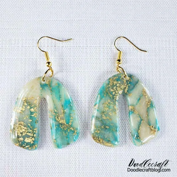 These gorgeous earrings are made from polymer clay...and let's just say, it's impossible to make just one!   Even a small batch of clay will yield a few pairs of earrings, so maybe you'll want to make some to sell, gift or hoard all of them!    It's kind of a big investment to start making these marbled polymer clay earrings, so jump in and make a bunch to sell--that will help cover your costs.