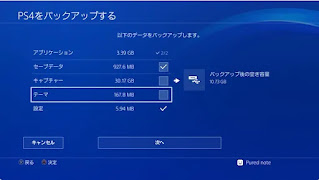 PS4のバックアップ対象データを選択する