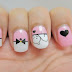 Pink and White Kitty Nail Art Nail Wrap MDS1004