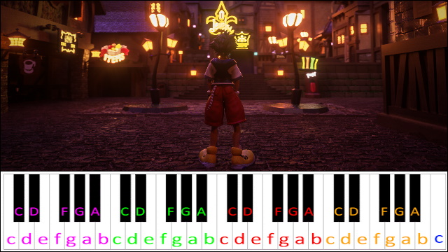 Traverse Town (Kingdom Hearts) Piano / Keyboard Easy Letter Notes for Beginners