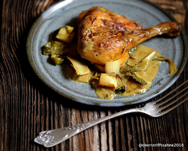 Huhn aus dem Ofen in Curry Sauce
