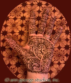 full palm henna tattoo traditional pattern