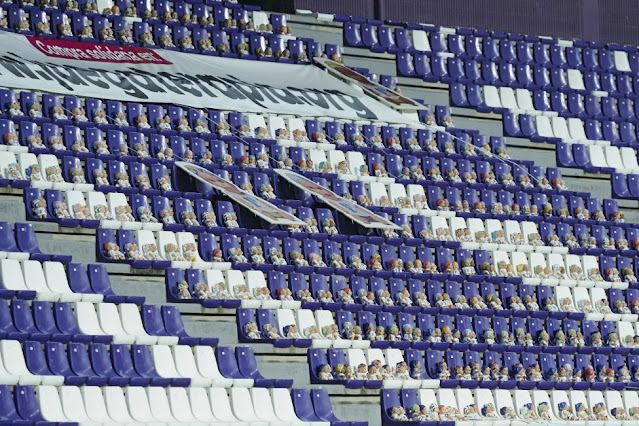 Más de mil Babypelones ocuparon los asientos del estadio Zorrilla para dar visibilidad al cáncer infantil. REAL VALLADOLID C. F. 0 REAL MADRID C. F. 1. 20/02/2021. Campeonato de Liga de 1ª División, jornada 24. Valladolid, estadio José Zorrilla. GOLES: 0-1: 65’, Casemiro.