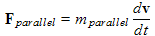 simple form of the second law using the above parallel mass