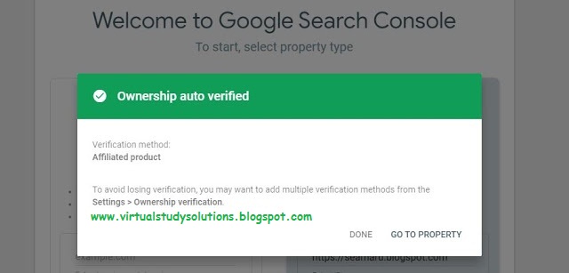 ownership verification in Google Search Console