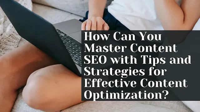A laptop displaying SEO analytics with a person analyzing content optimization strategies