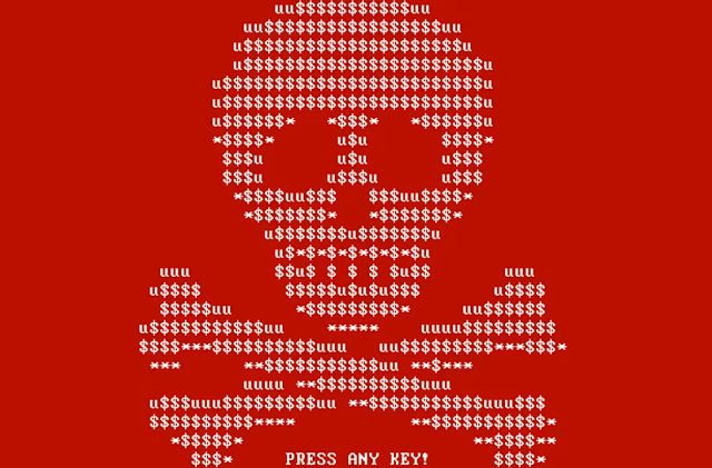 Schermata visualizzata al boot dalla prima versione di Petya