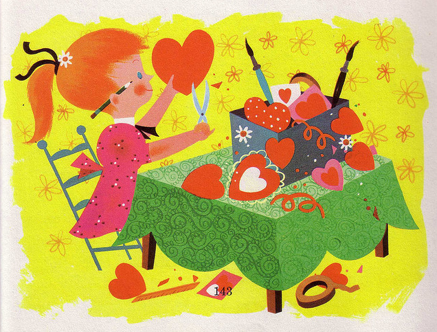 Vintage, Children's Books, Illustration, Mid Century, Joseph Giordano, Holidays, Valentine's Day