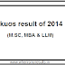 M.sc, Mba & LLm kuos exam results of 2014