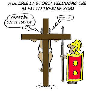 spartaco, ulisse, m5s, grillo, roma, tv, spettacolo, vignetta, satira