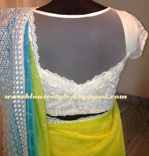 white colour high neck netted blouse