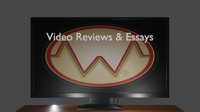 3D Rendering of a television with the Why We Watch logo and the words "Video Reviews & Essays"