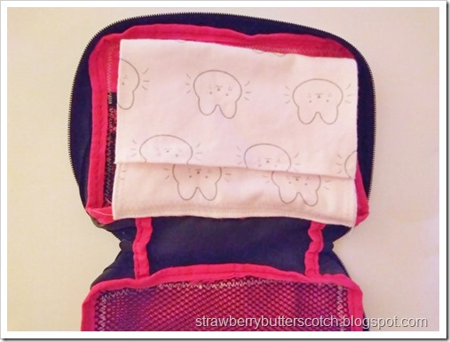 Sew the pouch into the case along the bottom edge.