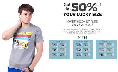Flat 50% off on your lucky size
