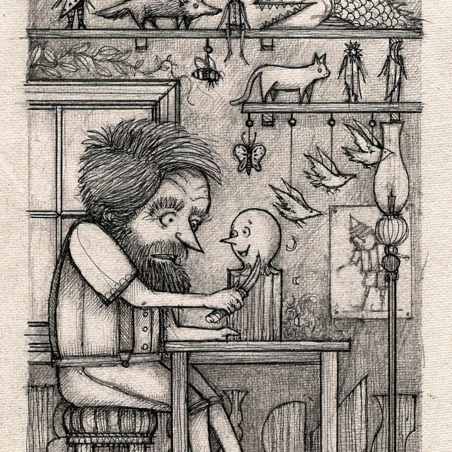 06-The-toy-maker-s-creation-Surreal-Wolds-Drawings-Jon-Carling-www-designstack-co