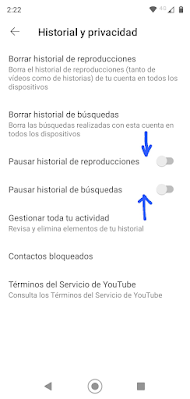 Pausar historial de reproducciones en YouTube