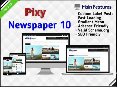 Pixy Newspaper 10 - Responsive Blogger Template free