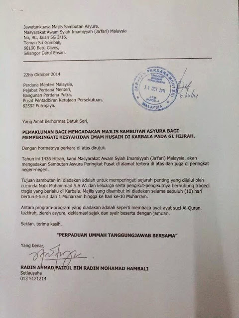 Penganut Syiah Hantar Surat Kepada PM