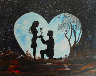  Moon my Heart- Original (Handmade)Acrylic Painting on Canvas Panel - 24X30cm