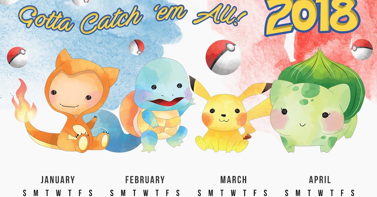 Free Printable 2018 Pokemon Calendar Oh My Fiesta For